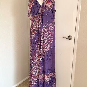 Ali Ro Silk Multi-Print Halter Maxi Dress
